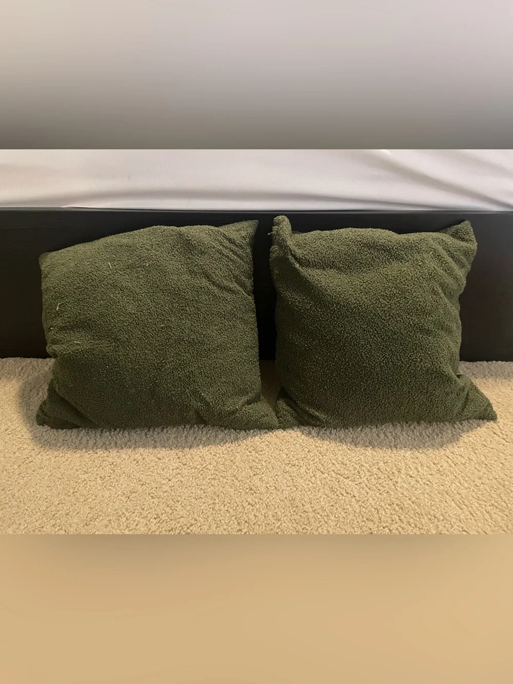 IKEA Olive Green Plush Throw Pillow Pair